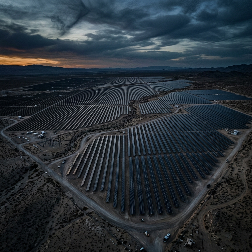 Solar farm aerial view